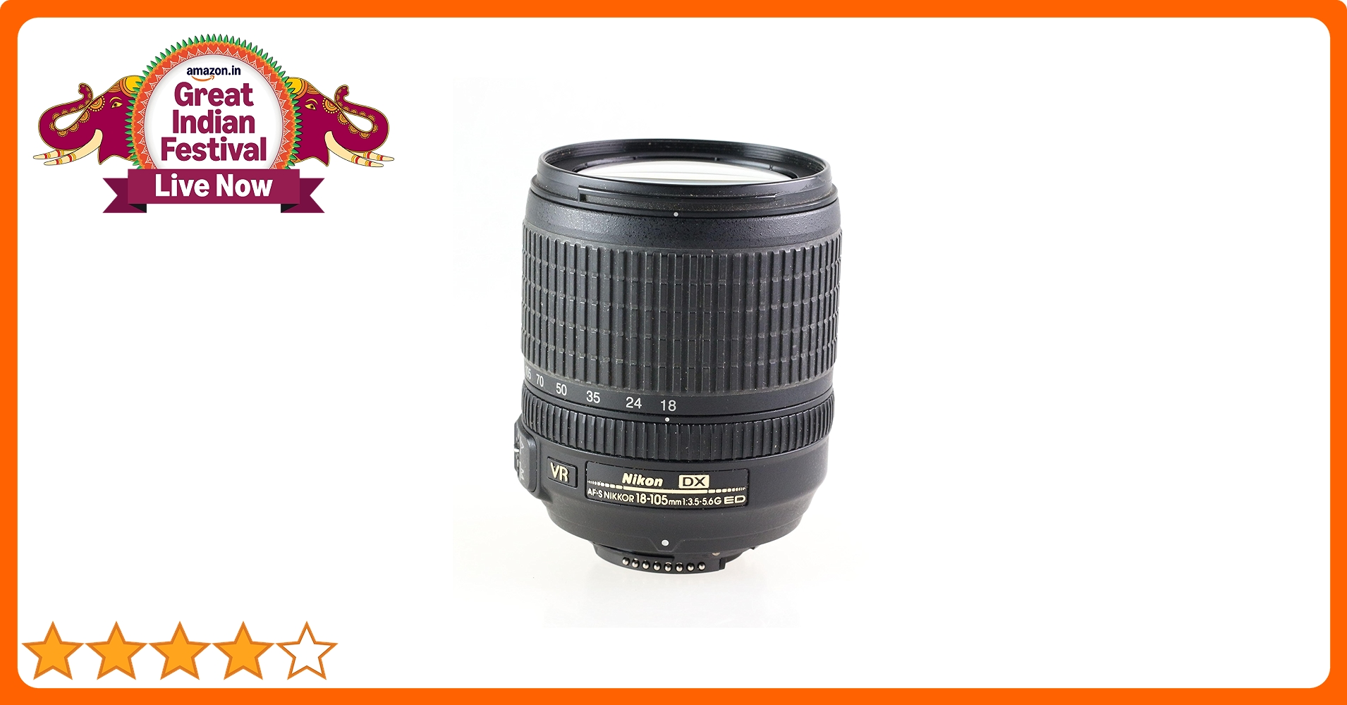 Nikon AF-S DX Nikkor 18-105 mm F/3.5-5.6G ED VR Zoom Lens